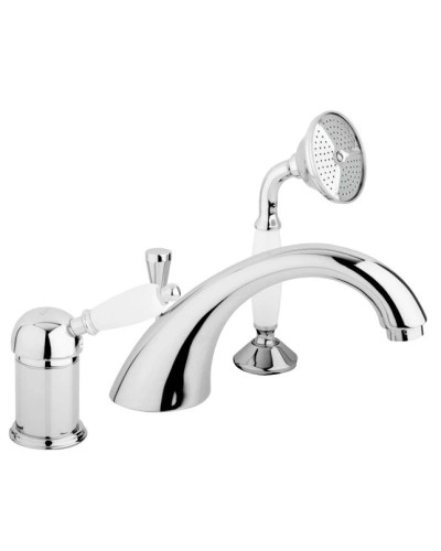 Смеситель на борт ванны хром, ручка белая Cezares Elite ELITE-BVDM-01-Bi