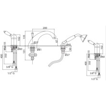 Смеситель на борт ванны хром, ручка белая Cezares Elite ELITE-BVDM-01-Bi