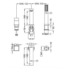 Смеситель на борт ванны хром, ручка хром Cezares Levico LEVICO-BVD-01-Cr