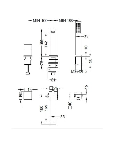 Смеситель на борт ванны хром, ручка хром Cezares Levico LEVICO-BVD-01-Cr