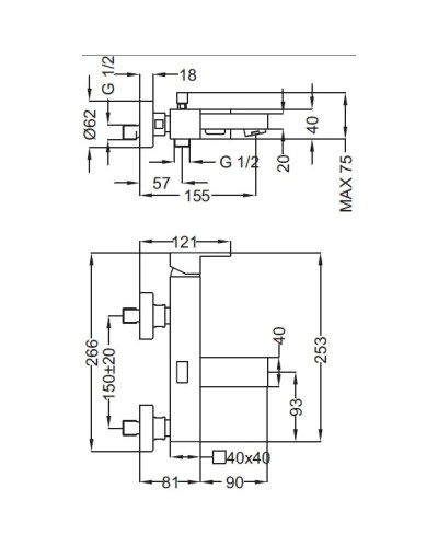 Смеситель для ванны хром, ручка хром Cezares Molveno MOLVENO-VM-01-Cr