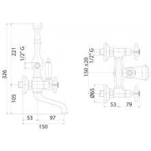 Смеситель для ванны бронза Cezares Lord LORD-VD-02