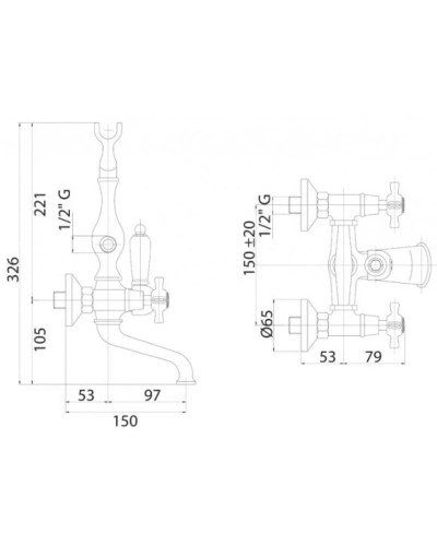Смеситель для ванны бронза Cezares Lord LORD-VD-02