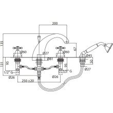 Смеситель на борт ванны хром Cezares Lord LORD-BVD-01-Bi