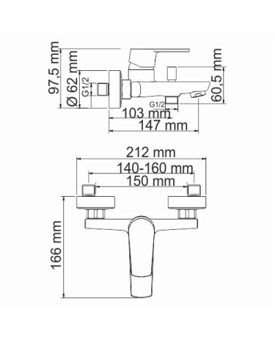 Смеситель для ванны WasserKRAFT Dill 6101 Хром