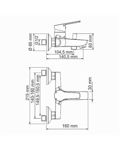 Смеситель для ванны WasserKRAFT Rhin 4401 Хром