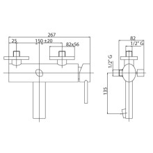 Смеситель для ванны хром, ручка хром Cezares Over OVER-VDM-01-Cr