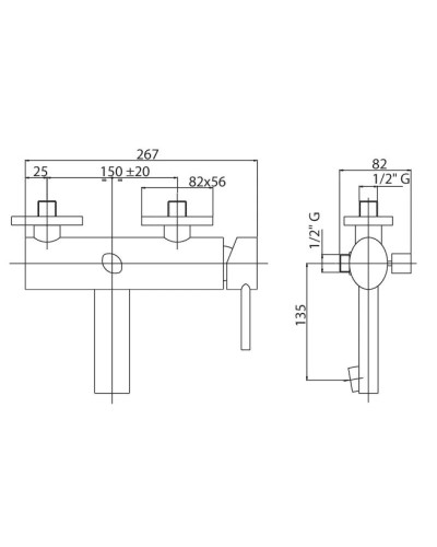 Смеситель для ванны хром, ручка хром Cezares Over OVER-VDM-01-Cr