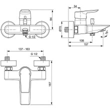 Смеситель для ванны Ideal Standard Tesi A6583AA Хром