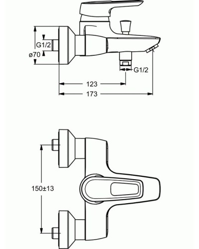 Смеситель для ванны Ideal Standard Ceramix Blue B9490AA Хром