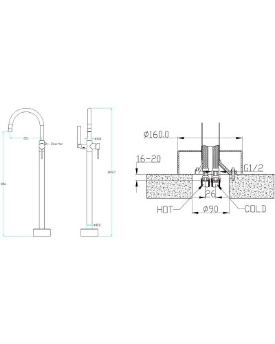 Смеситель для ванны Boheme Uno 469-BR (209) Бронза