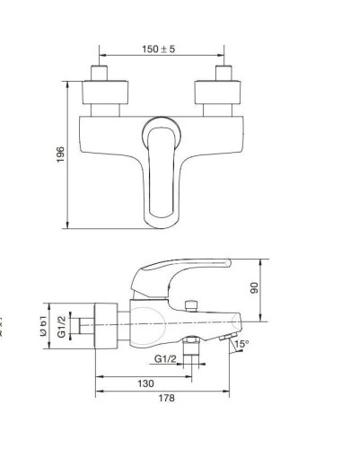 Смеситель для ванны с душем Jacob Delafon Nateo E71251-CP