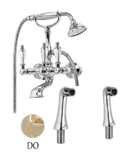 Смеситель на борт ванны с ручным душем золото 24 карат, ручки Swarovski Cezares Diamond DIAMOND-PBV-03/24-Sw