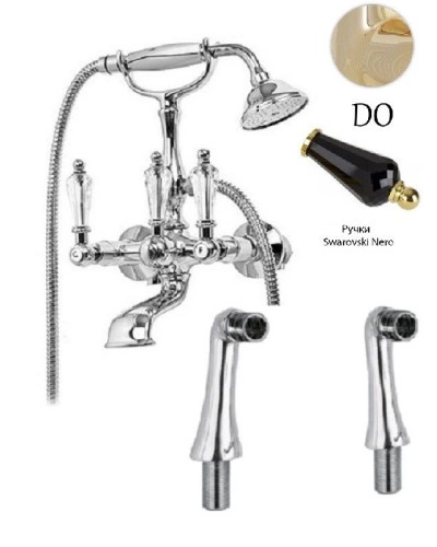 Смеситель на борт ванны с ручным душем золото 24 карат, ручки Swarovski Nero Cezares Diamond DIAMOND-PBV-03/24-Sw-N