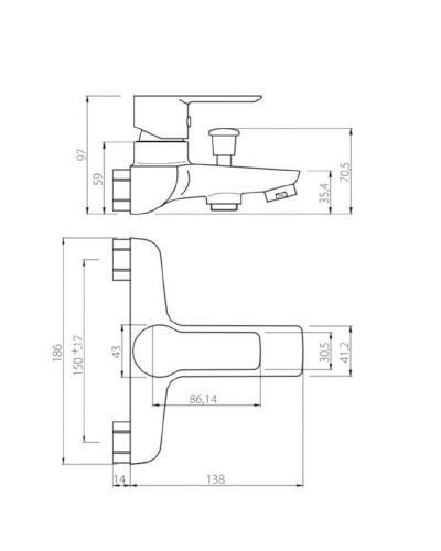 Смеситель для ванны Damixa Origin Elegance 841000000 Хром Белый