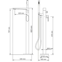 Смеситель для ванны WasserKRAFT Elbе 7421 Черный матовый