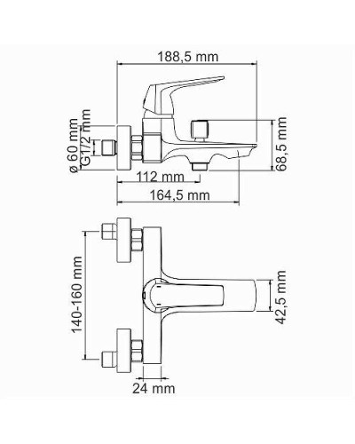 Смеситель для ванны WasserKRAFT Neime 1901 Хром