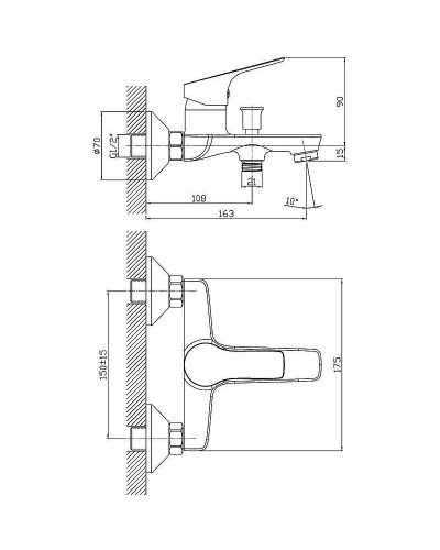 Смеситель для ванны Orange Dia M45-100cr Хром