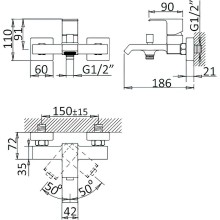 Смеситель для ванны Cezares Porta-VM-NOP Черный матовый