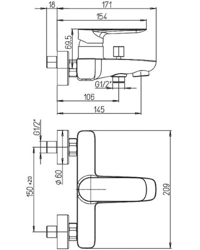 Смеситель для ванны Paini Nove 09CR111 Хром