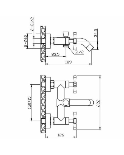Смеситель для ванны Orange Mia M34-100B Черный матовый