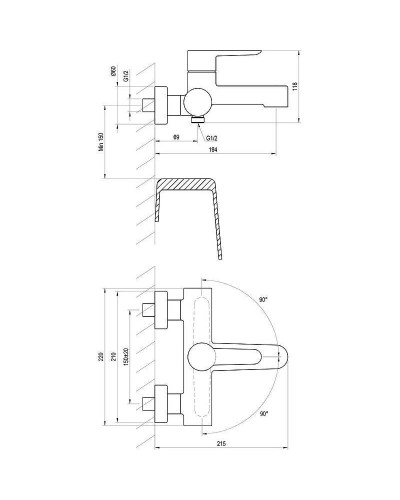 Смеситель для ванны Ravak Puri PU 022.00/150 X070115 Хром