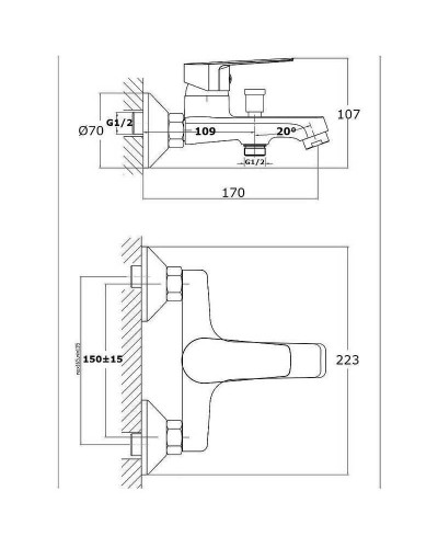 Смеситель для ванны Orange Loop M26-100B Черный