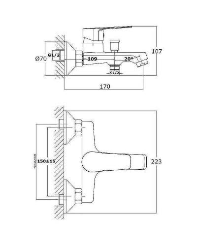 Смеситель для ванны Orange Loop M26-100GR Серый
