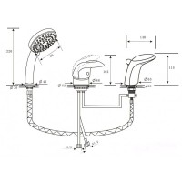 Смеситель на борт ванны хром Alpen Cobra AS1204C