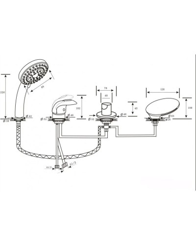 Смеситель на борт ванны хром Alpen Granada AS1304С