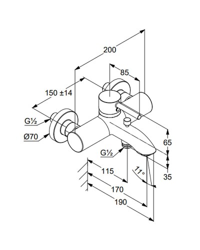 Смеситель для ванны Kludi Bozz 386913976 Черный