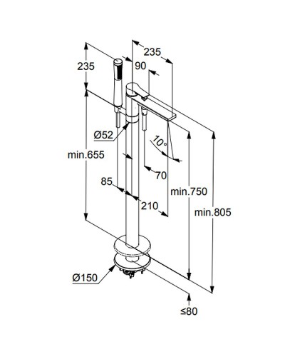 Смеситель для ванны Kludi Zenta SL 485900565 Хром