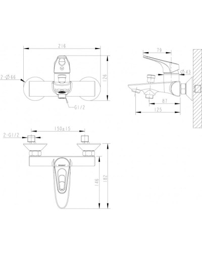 Смеситель для ванны Bravat Drop-D F648162C-B-RUS