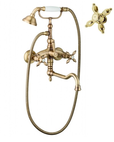 Смеситель для ванны с поворотным изливом и ручным душем CEZARES ATLANTIS-NOSTALGIA-VDF2-03/24