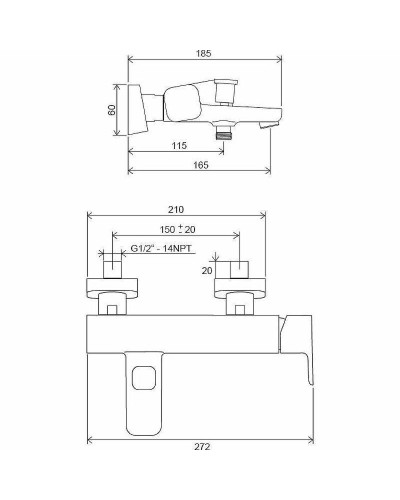 Смеситель для ванны Ravak 10° Free TD F 022.00/150 X070131 Хром