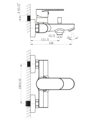 Смеситель для ванны BelBagno Loyd LOY-VASM-CRM
