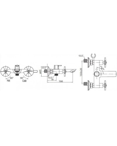 Смеситель для ванны BelBagno Elica Tre ELI-VAS-CRM