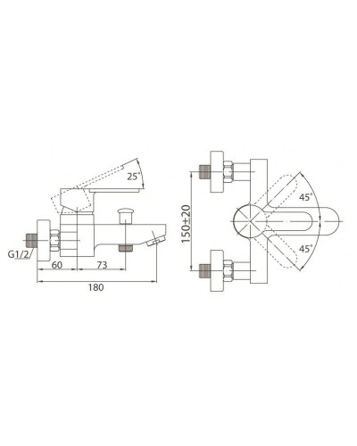 Смеситель для ванны BelBagno Tanaro TAN-VASM-CRM