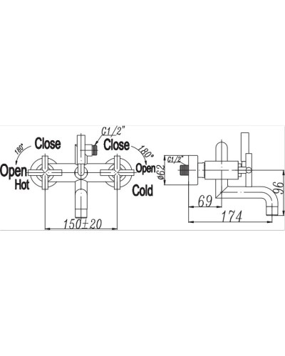 Смеситель для ванны BelBagno Vittoria VIT-VAS-CRM