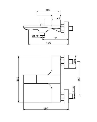 Смеситель для ванны Orange Lutz M04-100b Черный