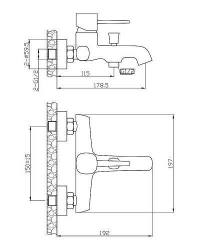 Смеситель для ванны Orange Karl M05-100b Черный