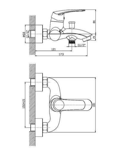 Смеситель для ванны Orange Alfi M18-100br Бронза