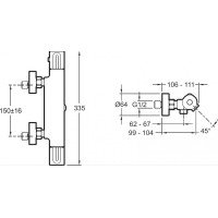 Смеситель для ванны Jacob Delafon Metro E24395-CP с термостатом Хром