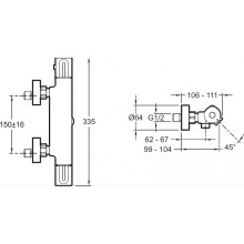 Смеситель для ванны Jacob Delafon Metro E24395-CP с термостатом Хром