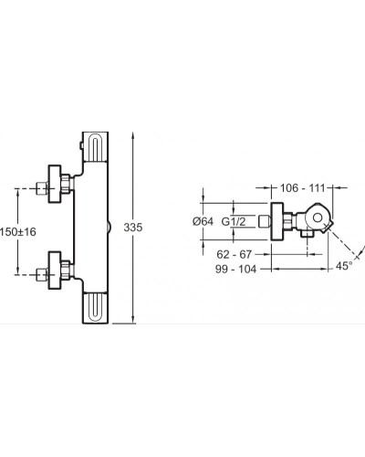 Смеситель для ванны Jacob Delafon Metro E24395-CP с термостатом Хром