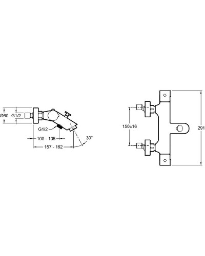 Смеситель для ванны Jacob Delafon Brive E24335-CP с термостатом Хром