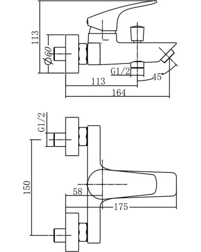 Смеситель для ванны Aquanet Static AF330-20C 237442 Хром