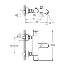 Термостат для ванны Vitra AquaHeat A47174EXP