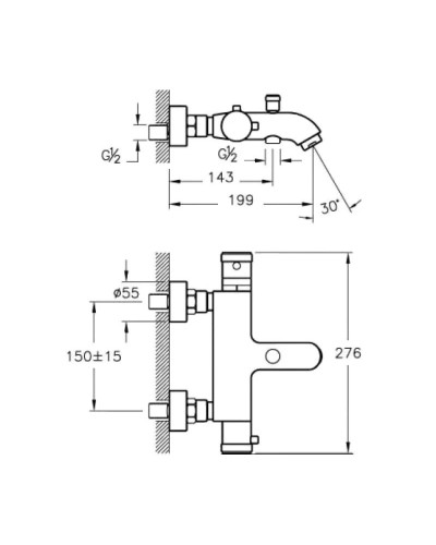 Термостат для ванны Vitra AquaHeat A47174EXP