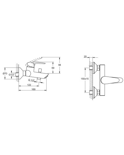 Смеситель для ванны Vitra Dynamic S A40953EXP